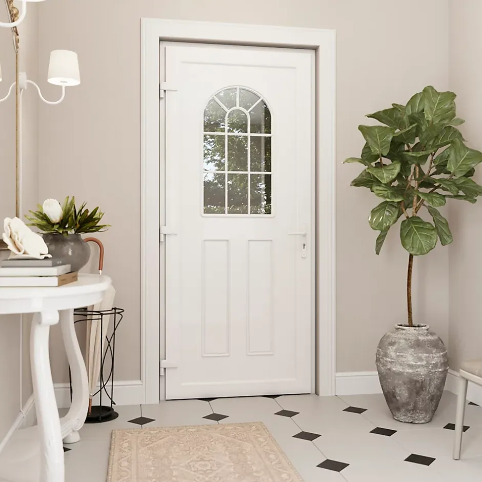 Fortia Porte d'entrée pvc blanc RAL 9003 Ameglia 97 x h.219 cm poussant droit