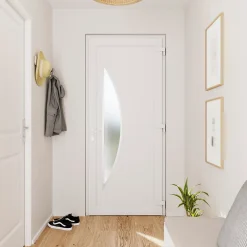 Fortia Porte d'entrée pvc blanc RAL 9003 Hermoso 96 x h.218 cm poussant gauche