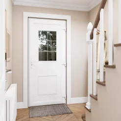 Porte d'entrée pvc blanc RAL 9003 Mindil 97 x h.219 cm poussant gauche-Fortia Online