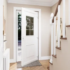 Porte d'entrée pvc blanc RAL 9003 Mindil 97 x h.219 cm poussant gauche-Fortia Online