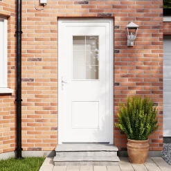 Porte d'entrée pvc blanc RAL 9003 Mindil 97 x h.219 cm poussant gauche-Fortia Online