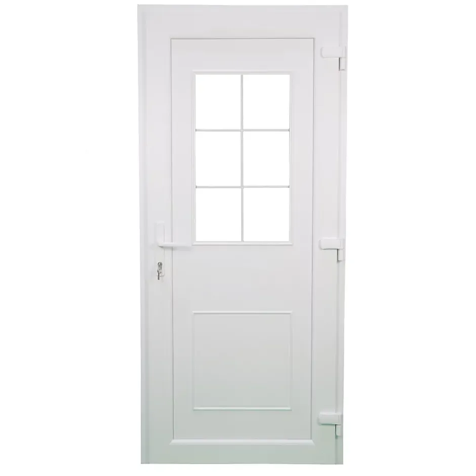 Porte d'entrée pvc blanc RAL 9003 Mindil 97 x h.219 cm poussant gauche-Fortia Online