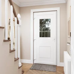 Porte d'entrée pvc blanc RAL 9003 Mindil 97 x h.219 cm poussant gauche-Fortia Online