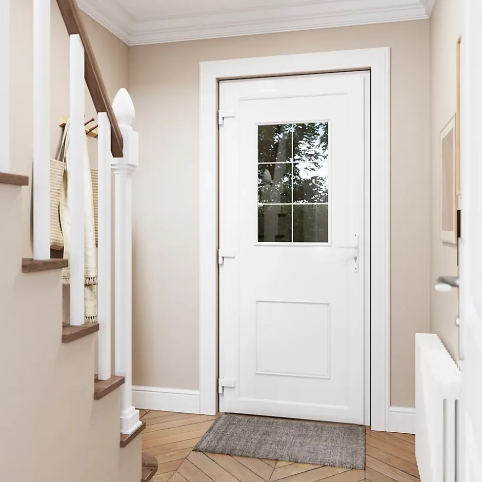 Porte d'entrée pvc blanc RAL 9003 Mindil 97 x h.219 cm poussant gauche-Fortia Online