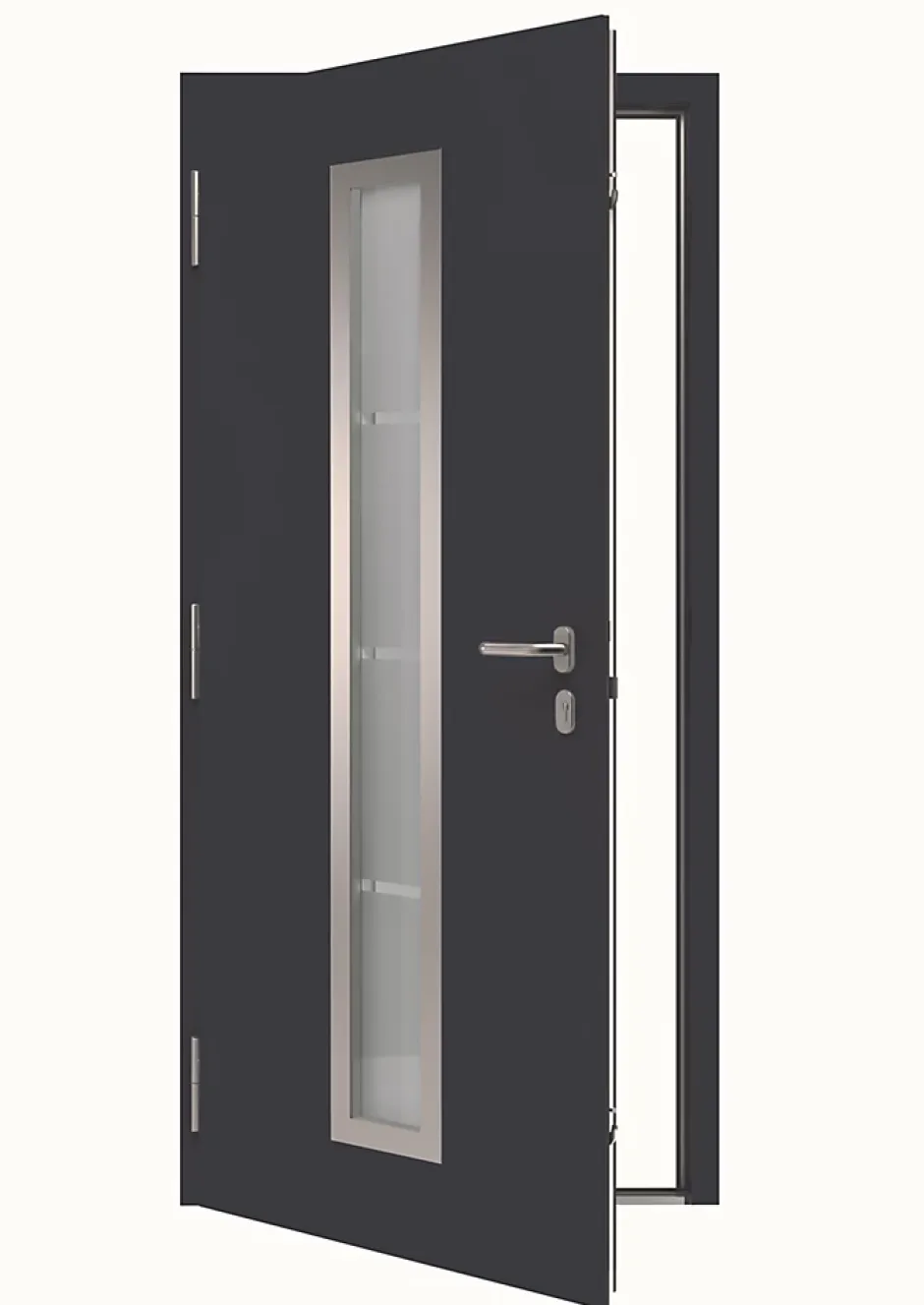 Porte d'entrée Hörmann acier galvanisé l.90 x h.215 cm poussant droit THP700B gris anthracite ral 7016-Hormann Outlet
