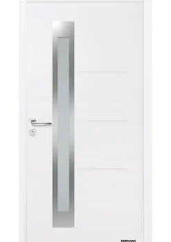Hormann Porte d'entrée Hörmann acier galvanisé l.90 x h.215 cm poussant droit THP780S blanc ral 9016
