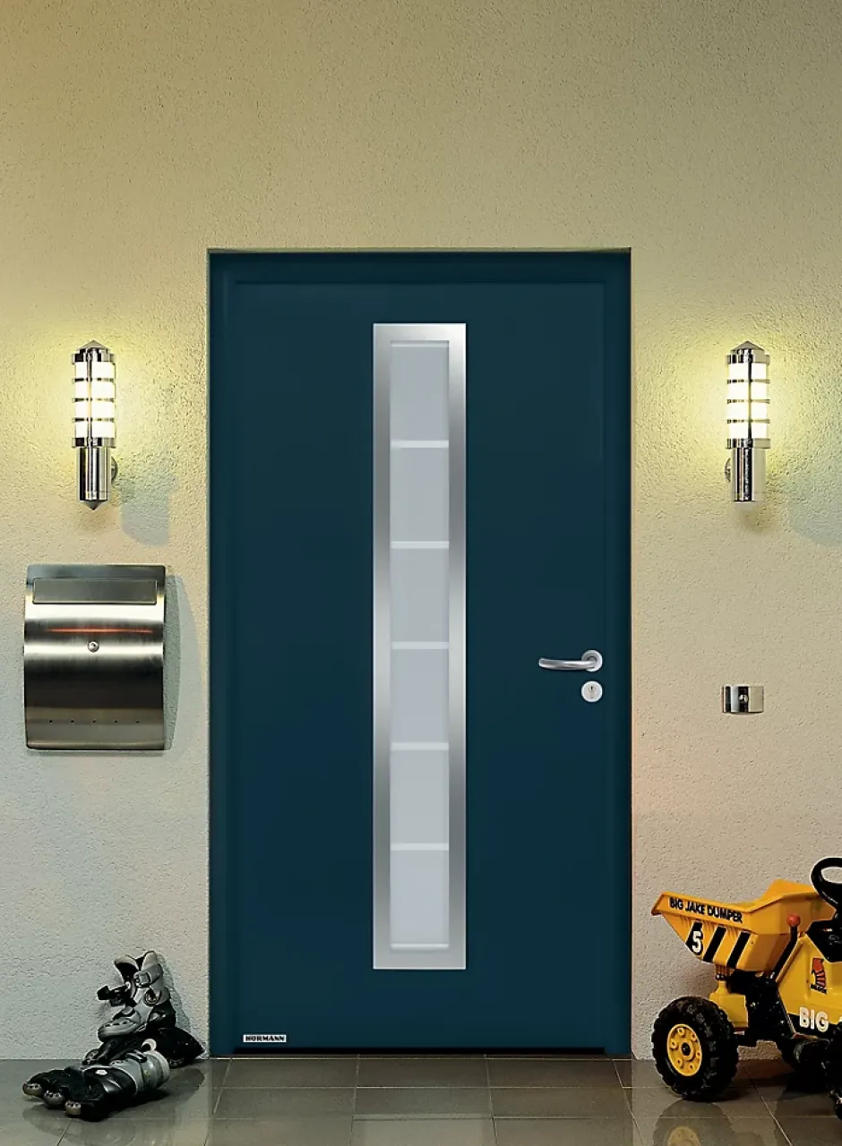 Hormann Porte d'entrée Hörmann acier galvanisé l.90 x h.215 cm poussant gauche THP700B gris anthracite ral 7016