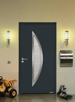 Porte d'entrée Hörmann acier galvanisé l.90 x h.215 cm poussant droit THP900D gris anthracite ral 7016-Hormann Outlet