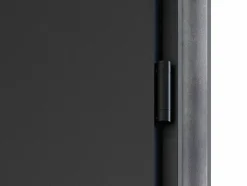 Vente-unique Porte d'entrée pleine en acier H207 x L100 cm - Noir et effet chêne - épaisseur 55 mm - poussant gauche - MABENA