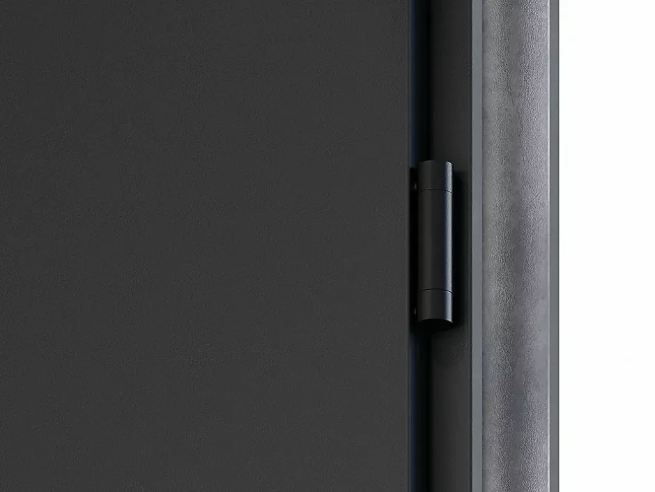 Vente-unique Porte d'entrée pleine en acier H207 x L100 cm - Noir et effet chêne - épaisseur 55 mm - poussant gauche - MABENA