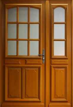 Gd Menuiseries Porte D'entrée Tiercée Bois Vitrée Marine H215 X L140 Côte Tableau P. Gauche