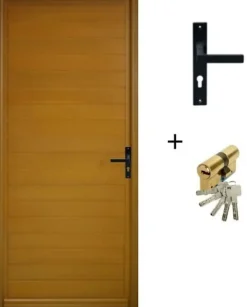 Gd Menuiseries Porte D'entree Bois Pleine, Laura, H,215xl,90 Côte Tableau P, Gauche, Poignee, Barillet