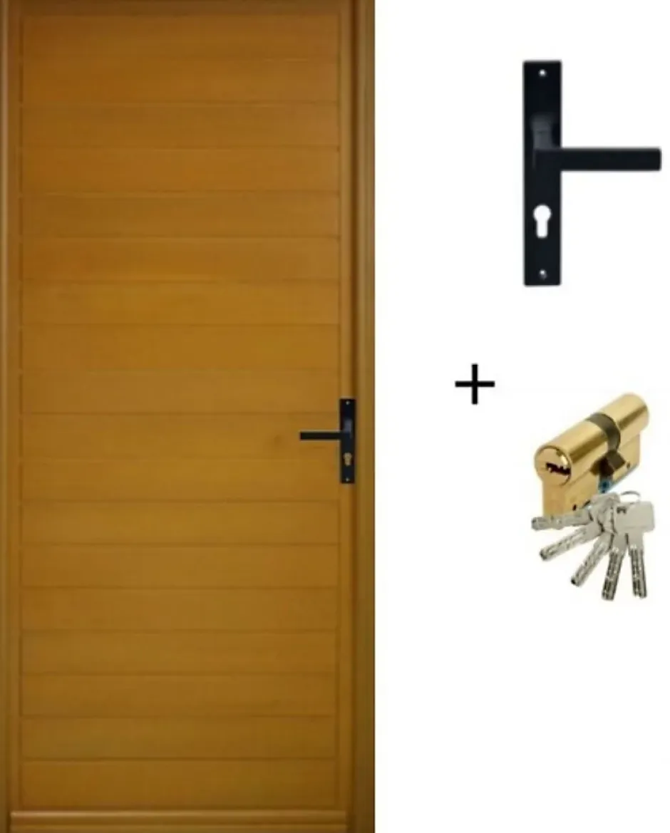 Gd Menuiseries Porte D'entree Bois Pleine, Laura, H,215xl,90 Côte Tableau P, Gauche, Poignee, Barillet