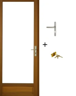 Gd Menuiseries Porte Fenetre Bois 1 Vantail H215 X L80 Côte Tableau Tirant Gauche, Poignee, Barillet (ref 01245f924)