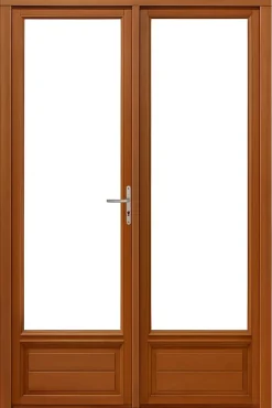Porte Fenetre Bois 2 Vantaux H205 X L120 Côte Tableau, Poignee, Barillet (ref 01245f924)-Gd Menuiseries Discount