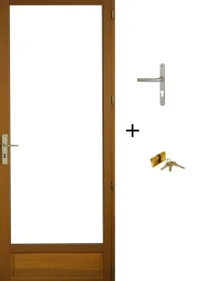 Gd Menuiseries Porte Fenetre Bois 1 Vantail H215 X L80 Côte Tableau Tirant Droite, Poignee, Barillet (ref 01245f924)