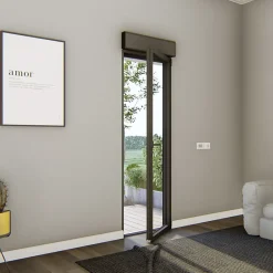 GoodHome Porte fenêtre alu 1 vantail + volet roulant électrique gris - l.80 x h.215 cm, tirant droit