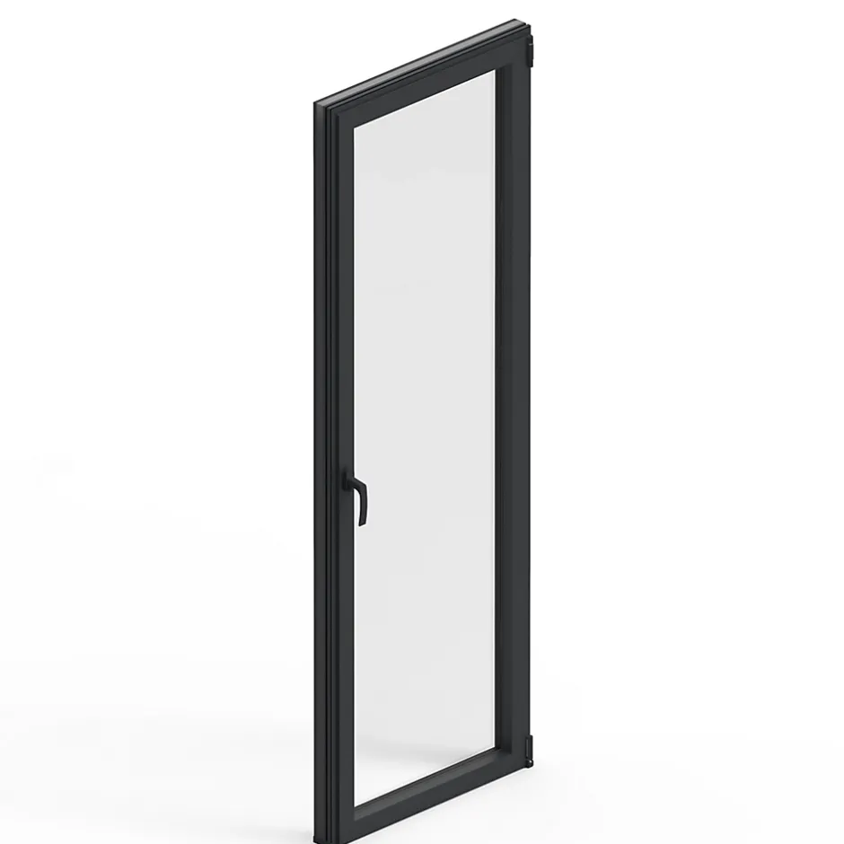 Porte fenêtre alu 1 vantail gris - l.80 x h.215 cm, tirant droit-GoodHome Hot