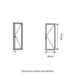 Porte fenêtre alu 1 vantail gris - l.80 x h.215 cm, tirant droit-GoodHome Hot