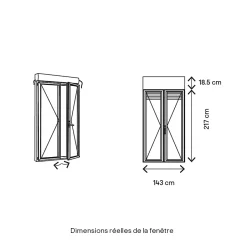 Porte fenêtre alu 2 vantaux + volet roulant électrique gris - l.140 x h.215 cm, tirant droit-GoodHome Outlet