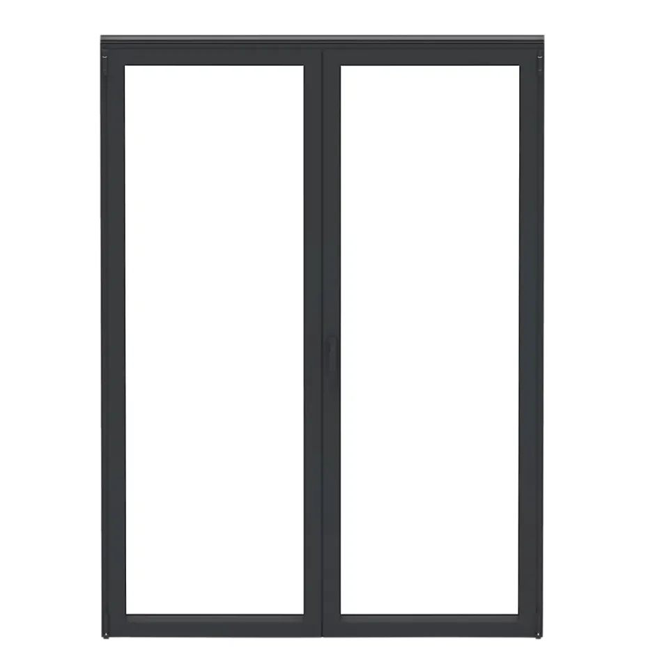GoodHome Porte fenêtre alu 2 vantaux gris - l.120 x h.215 cm, tirant droit