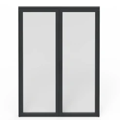 GoodHome Porte fenêtre alu 2 vantaux gris - l.120 x h.215 cm, tirant droit