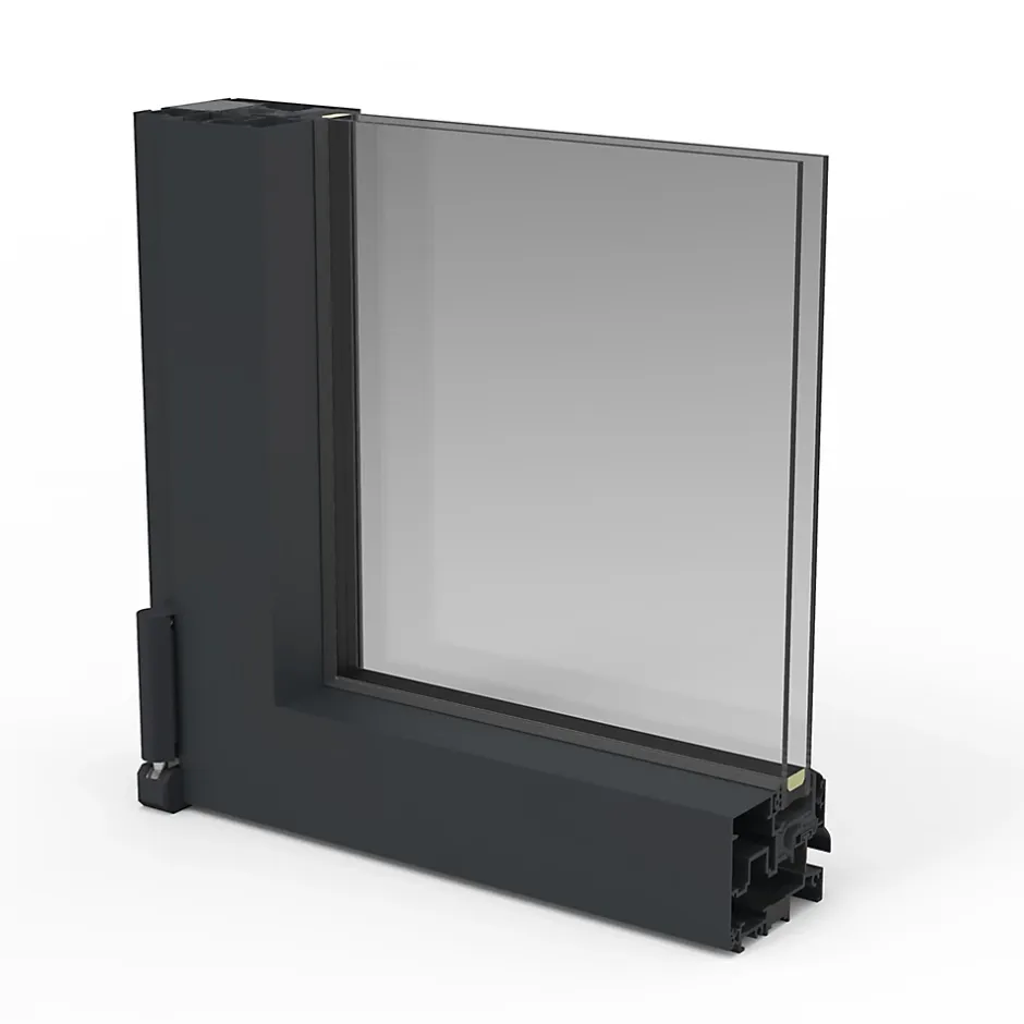 GoodHome Porte fenêtre alu 2 vantaux gris - l.120 x h.215 cm, tirant droit