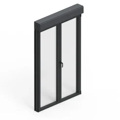 Porte fenêtre alu 2 vantaux + volet roulant électrique gris - l.120 x h.215 cm, tirant droit-GoodHome Best