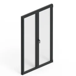 GoodHome Porte fenêtre alu 2 vantaux gris - l.140 x h.215 cm, tirant droit