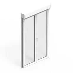 GoodHome Porte fenêtre alu 2 vantaux + volet roulant électrique blanc - l.140 x h.215 cm, tirant droit