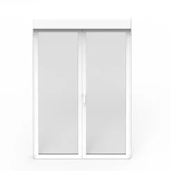 GoodHome Porte fenêtre alu 2 vantaux + volet roulant électrique blanc - l.140 x h.215 cm, tirant droit