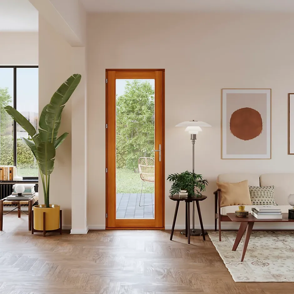 Porte fenêtre bois 1 vantail - l.80 x h.205 cm, tirant droit-GoodHome New