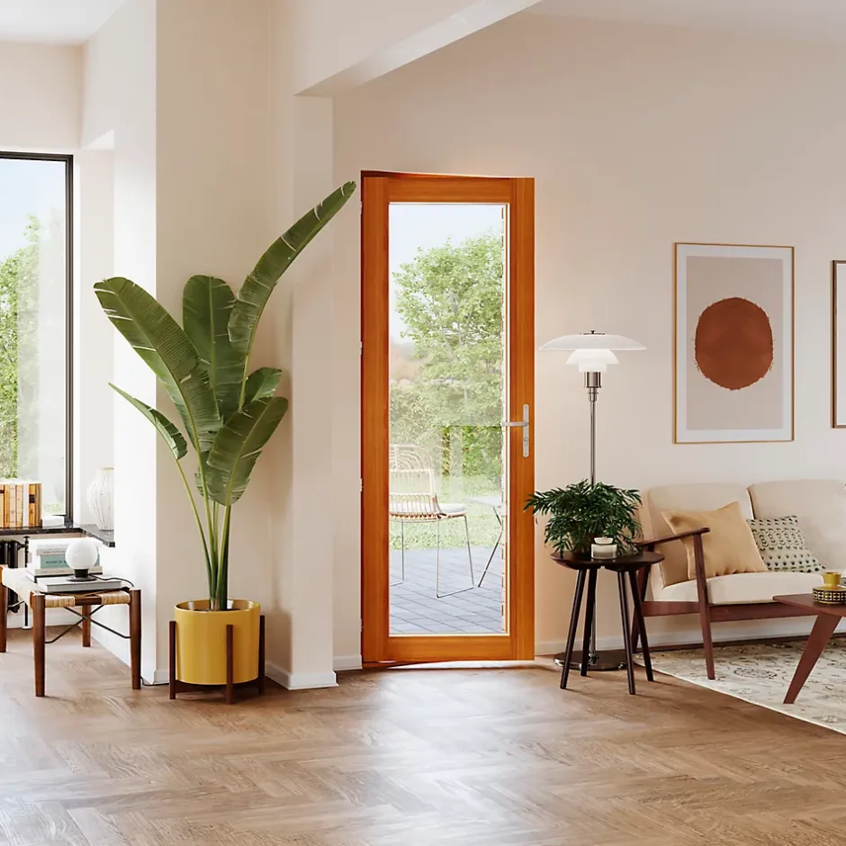 Porte fenêtre bois 1 vantail - l.80 x h.205 cm, tirant droit-GoodHome New