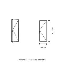 GoodHome Porte fenêtre bois 1 vantail l.80 x H.215 cm tirant droit