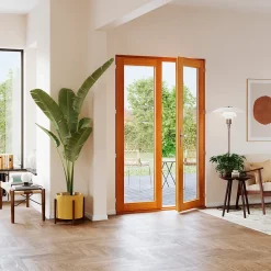 GoodHome Porte fenêtre bois 2 vantaux - l.120 x h.215 cm, tirant droit