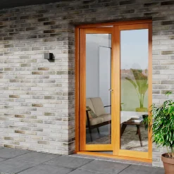 GoodHome Porte fenêtre bois 2 vantaux - l.120 x h.205 cm, tirant droit