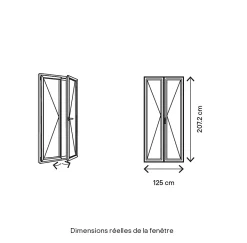 GoodHome Porte fenêtre bois 2 vantaux - l.120 x h.205 cm, tirant droit