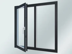 Fral Fermetures Porte fenêtre oscillo-battante double vantaux PVC anthracite L 1400mm x H 2150mm ouvrant droit
