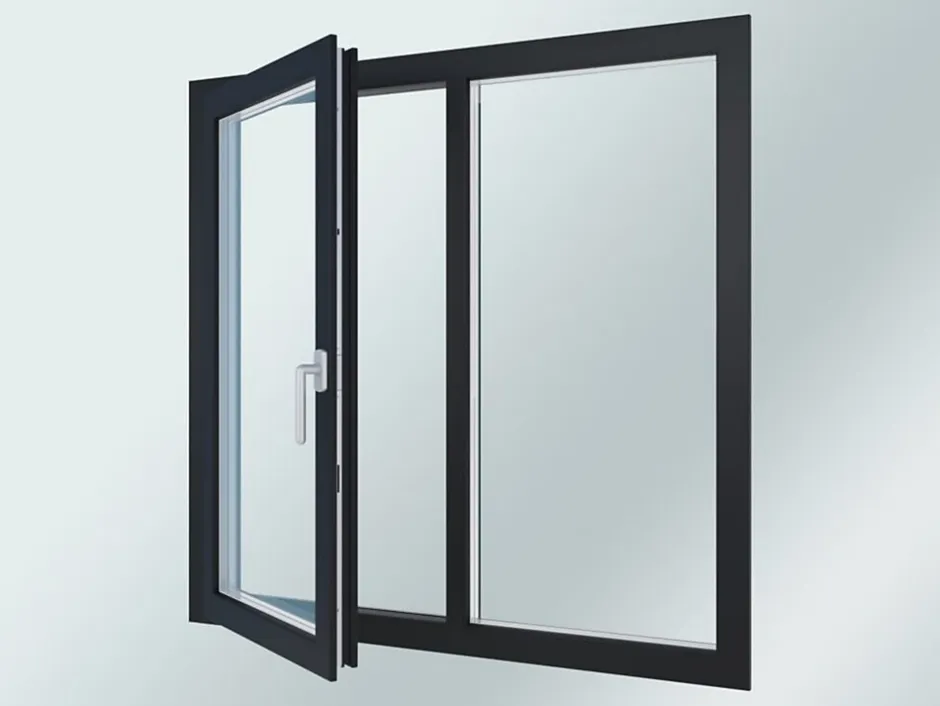 Fral Fermetures Porte fenêtre oscillo-battante double vantaux PVC anthracite L 1400mm x H 2150mm ouvrant droit