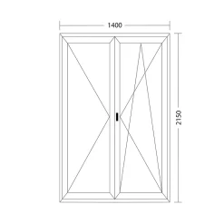 Fral Fermetures Porte fenêtre oscillo-battante double vantaux PVC anthracite L 1400mm x H 2150mm ouvrant droit