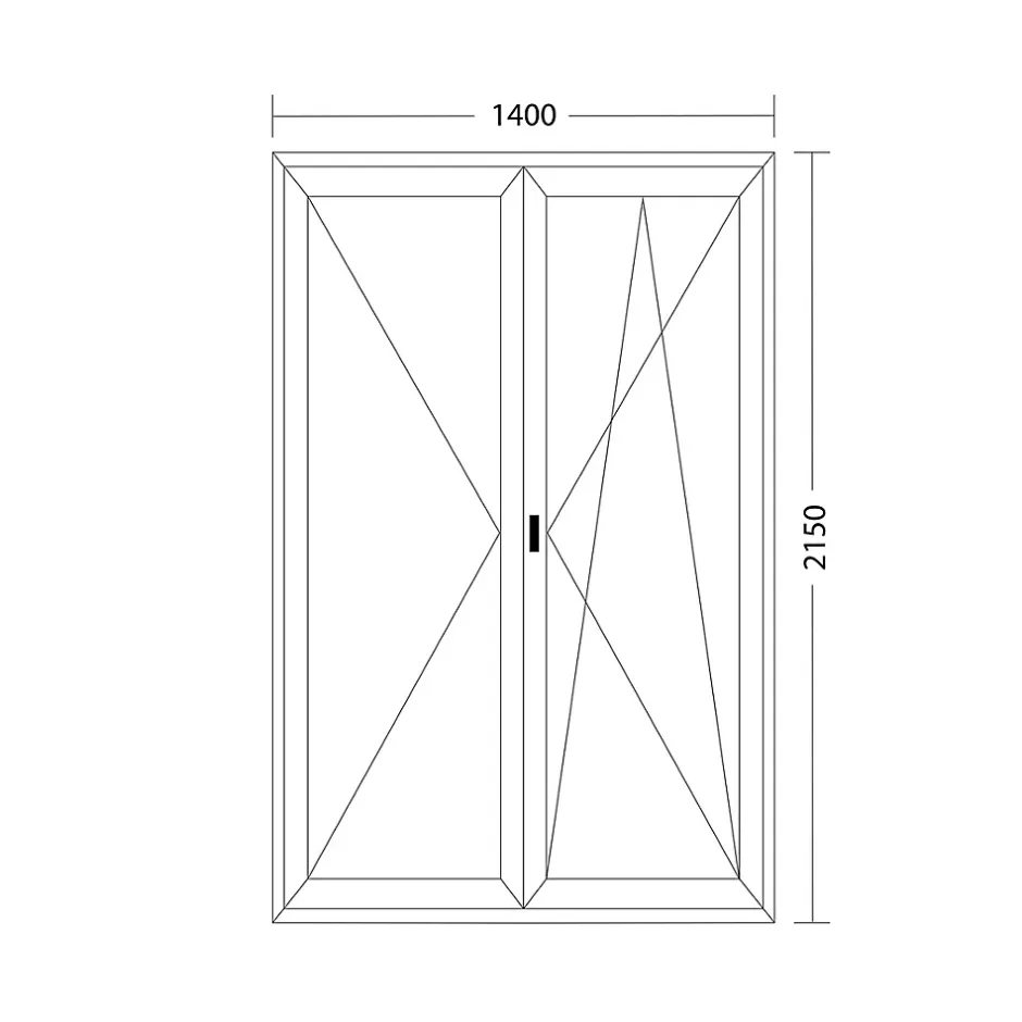 Fral Fermetures Porte fenêtre oscillo-battante double vantaux PVC anthracite L 1400mm x H 2150mm ouvrant droit