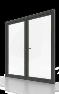 Fral Fermetures Porte fenêtre oscillo-battante double vantaux PVC anthracite L 1400mm x H 2150mm ouvrant droit