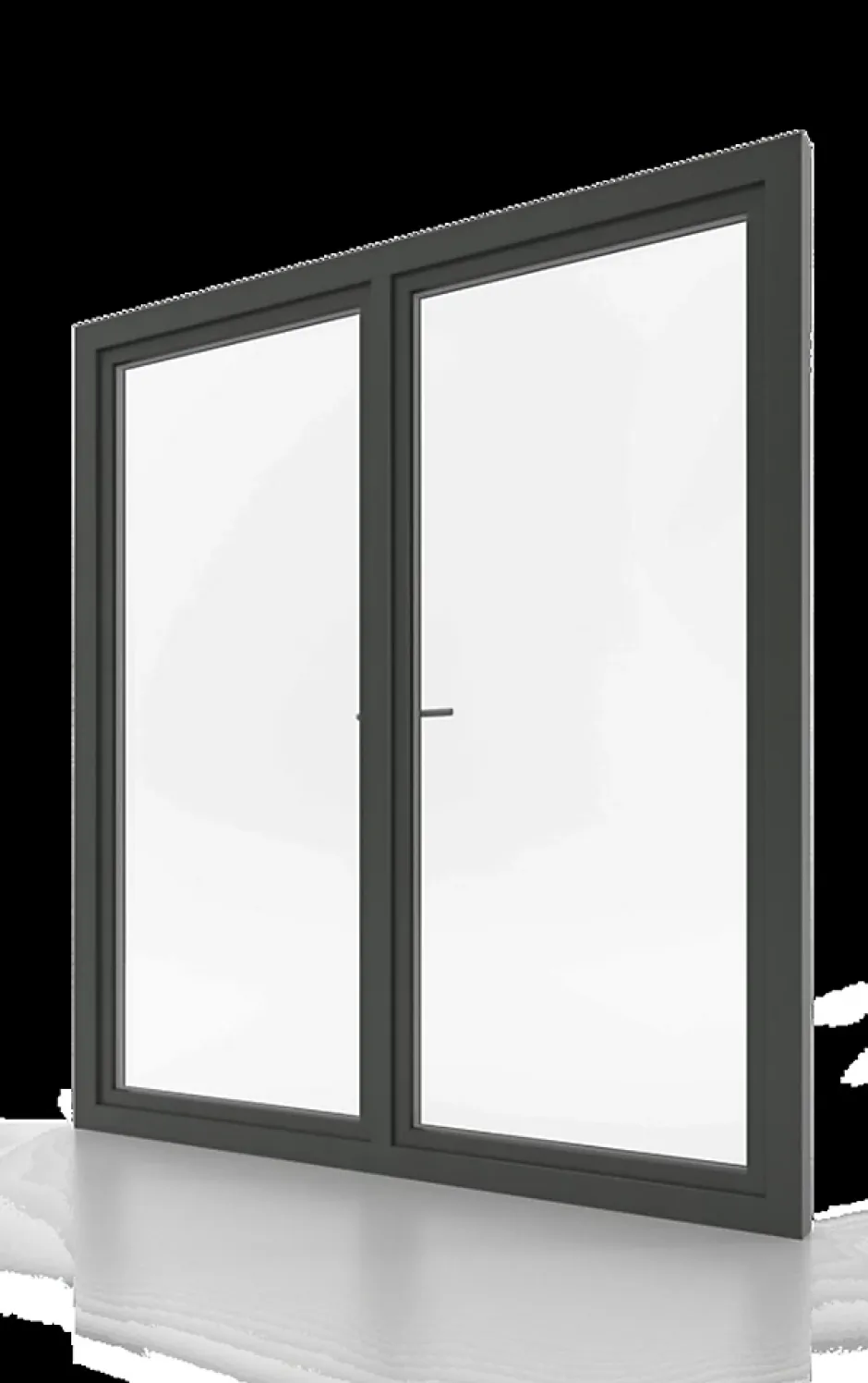 Fral Fermetures Porte fenêtre oscillo-battante double vantaux PVC anthracite L 1400mm x H 2150mm ouvrant droit