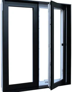 Porte fenêtre oscillo-battante double vantaux PVC anthracite et blanc L 1000mm x H 2150mm ouvrant gauche-Fral Fermetures Outlet