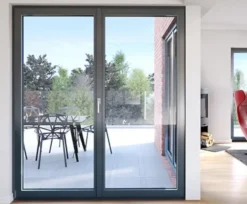 Fral Fermetures Porte fenêtre oscillo-battante double vantaux PVC anthracite L 1000mm x H 2150mm ouvrant gauche