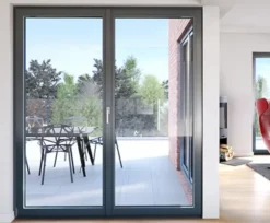 Porte fenêtre oscillo-battante double vantaux PVC anthracite L 1000mm x H 2150mm ouvrant droit-Fral Fermetures Clearance