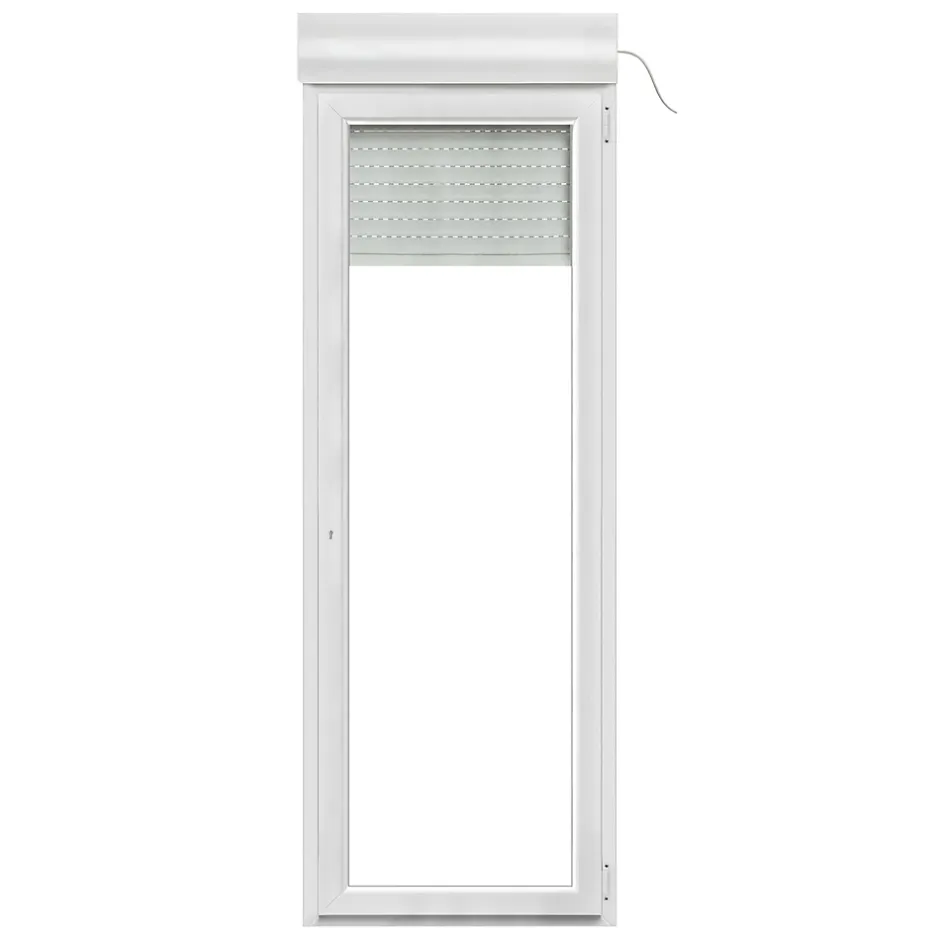 GoodHome Porte fenêtre PVC 1 vantail tirant + volet roulant électrique blanc - l.80 x h.215 cm, tirant droit