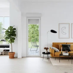 Porte fenêtre PVC 1 vantail tirant + volet roulant électrique blanc - l.80 x h.205 cm, tirant droit-GoodHome