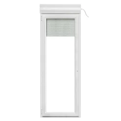 GoodHome Porte fenêtre PVC 1 vantail tirant + volet roulant électrique blanc - l.80 x h.215 cm, tirant gauche