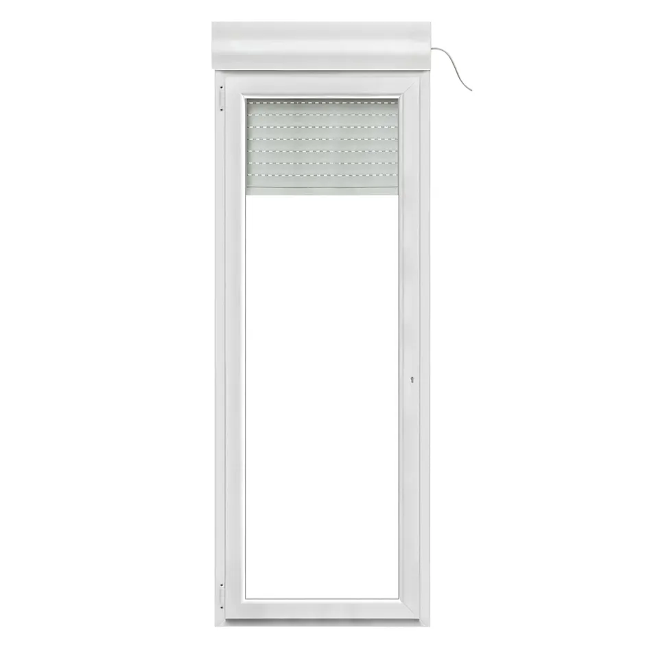 GoodHome Porte fenêtre PVC 1 vantail tirant + volet roulant électrique blanc - l.80 x h.215 cm, tirant gauche